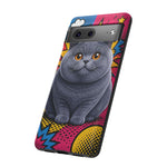 British Shorthair Round Pop Art Tough Phone Case