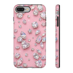 Pink Rhinestone Diamond Pattern Phone Case | Sparkle Gem Print