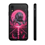 Chrome Lion Phone Case, Neon Grid Katakana Pride Tough Cover