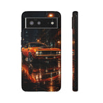 Orange Cuda Phone Case, Rainy City Night Muscle Car Tough Cover