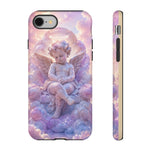 Cherub Cloud Throne Phone Case, Pastel Marble 3D Render Cover
