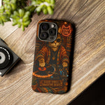 DJ Cat Phone Case, Glowing Turntables Folk Art Cover
