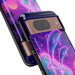 Neon Dolphin Ocean Vaporwave Art Tough Phone Case