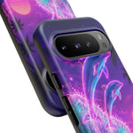Neon Dolphin Ocean Vaporwave Art Tough Phone Case