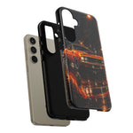 Orange Cuda Phone Case, Rainy City Night Muscle Car Tough Cover