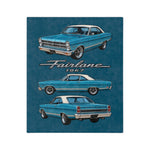 1967 Fairlane Car Illustration Blanket | Vintage Auto Velveteen Throw