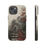 Autumn Temple Steps phone case | Japanese watercolor landscape cover