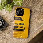 Yellow Skyline Phone Case, R34 GTR 90s JDM Legend Tough Cover for Men Gift