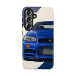 R34 Skyline GT-R Bayside Blue Tough Phone Case for 90s JDM Fans