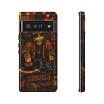 DJ Cat Phone Case, Glowing Turntables Folk Art Cover