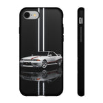 R32 Skyline Phone Case, White 91 JDM Sports Car Stripe Studio Cover