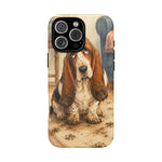 Guilty Basset Hound Phone Case, Muddy Watercolor Art Cover