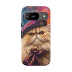 Persian Cat Beret Portrait Tough Phone Case - Painterly