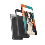 Boston Terrier Pop-Art Portrait Tough Phone Case - Teal Orange