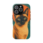 Siamese Cat Retro Halftone Portrait Case - Orange Teal Print