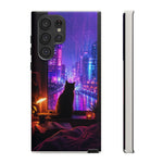 Lo-Fi Cat Neon Rain Window Vaporwave Art Tough Phone Case