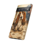 Guilty Basset Hound Phone Case, Muddy Watercolor Art Cover