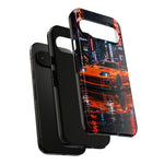 Orange Supra Phone Case, Neon City Night JDM Sports Car Tough Cover