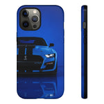 Blue Mustang Art Phone Case, GT500 American Muscle Car Tough Cover for Men