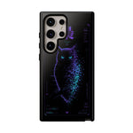 Glitch Owl Silhouette Art Tough Phone Case - Violet Teal