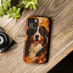 Bernese Mountain Dog Portrait Tough Phone Case - Warm Paint Splatter