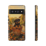 Rottweiler Puppy in Flower Pot Tough Case | Floral Dog Phone Cover