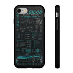 Teal S13 Silvia Phone Case, JDM Drift Infographic Spec Cover