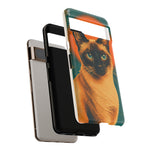 Siamese Cat Retro Halftone Portrait Case - Orange Teal Print