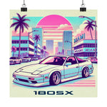180SX Poster JDM Miami Vaporwave Sunset Drift Car Retro Wall Art