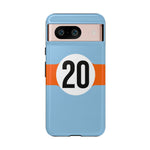 Copy of Blue Orange Number 20 Retro Racing Stripe Tough Phone Case Cover