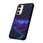 Retro Neon Mountains Phone Case | Vaporwave Galaxy Landscape