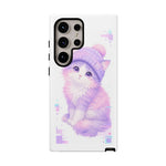 Pastel Cat Beanie Phone Case, Glitch Color Block Cover, Gift