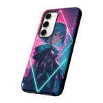 Anime Girl Phone Case Teal, Neon Kanji Calm Gradient Tough Cover