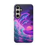 Neon Dolphin Ocean Vaporwave Art Tough Phone Case