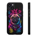Pug Neon Graffiti Portrait Tough Phone Case - Dripping Paint