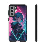 Anime Girl Phone Case Teal, Neon Kanji Calm Gradient Tough Cover