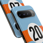 Copy of Blue Orange Number 20 Retro Racing Stripe Tough Phone Case Cover