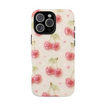 Pink Cherry Pattern Phone Case | Cute Retro Fruit Design