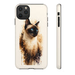 Siamese Cat Watercolor Portrait Tough Phone Case - Cream Choc
