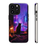 Lo-Fi Cat Neon Rain Window Vaporwave Art Tough Phone Case