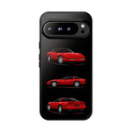 C4 Corvette Art Phone Case Red, Three-View Vector Cover, Gift
