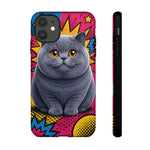British Shorthair Round Pop Art Tough Phone Case