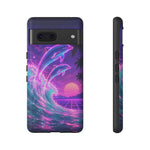Neon Dolphin Ocean Vaporwave Art Tough Phone Case