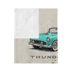Turquoise 1955 Thunderbird Illustration Blanket | Retro Classic Car Throw