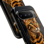 Bengal Cat Geometric Portrait Tough Phone Case - Gold Black Poly