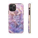 Cherub Cloud Throne Phone Case, Pastel Marble 3D Render Cover