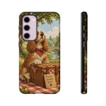 Cocker Spaniel Picnic Scene phone case | vintage dog art