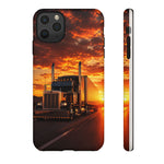 Classic Semi Truck Sunset Highway Phone Case Tough Case