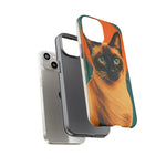 Siamese Cat Retro Halftone Portrait Case - Orange Teal Print