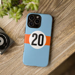 Copy of Blue Orange Number 20 Retro Racing Stripe Tough Phone Case Cover